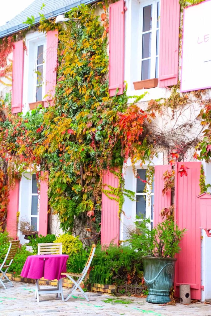 Pink house with round pink table